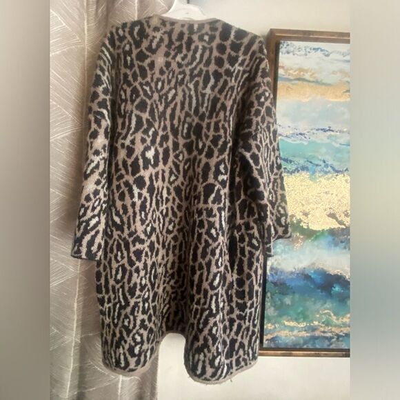 Joie Sweater Womens Sz Small Leopard Print Open Front Wool Mohair Blend Cardigan - Picture 5 of 11